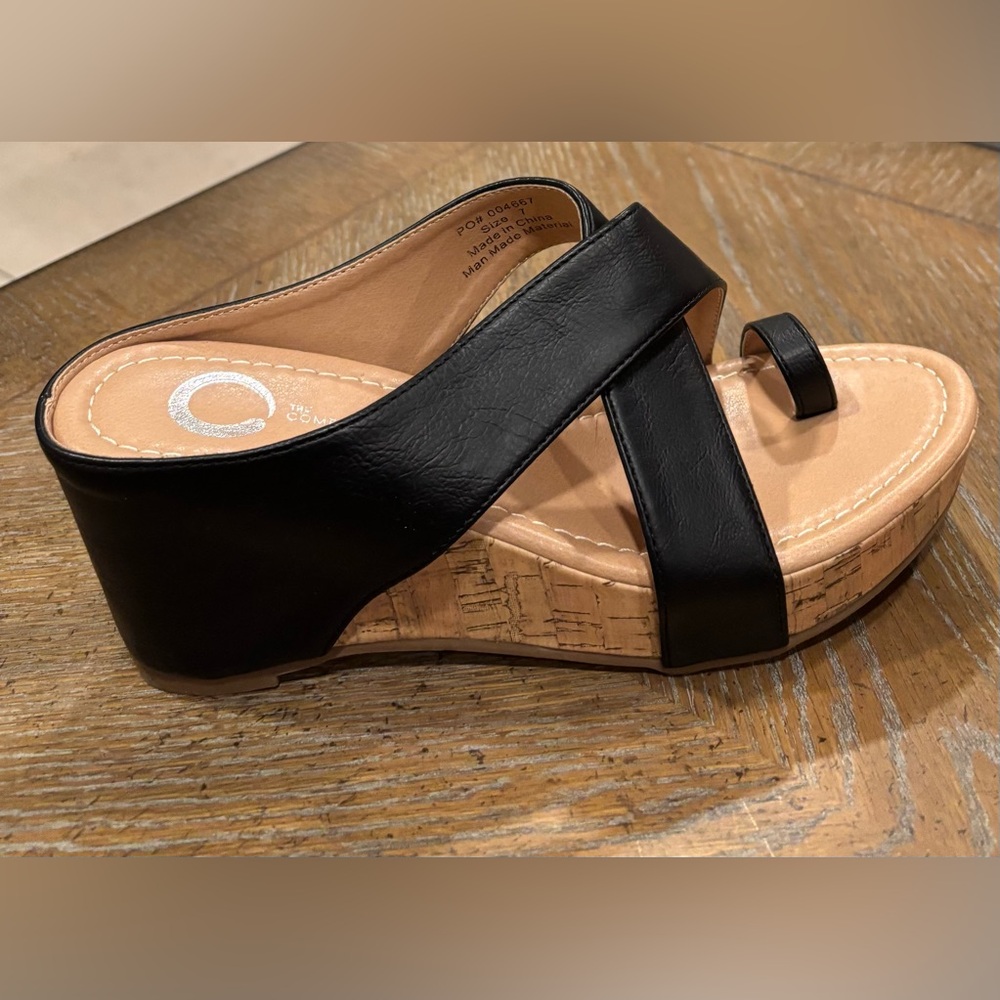 Black Wedge Sandals
